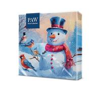 PAW - Tovaglioli di Carta Natale (33 x 33 cm) I 20 Pezzi I Tovaglioli di Carta Natalizi I 3 Veli I Inverno, Neve, Pupazzo di Neve I Distinctive Snowman