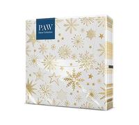 PAW - Tovaglioli di Carta Natale (33 x 33 cm) I 20 Pezzi I Tovaglioli di Carta Natalizi I 3 Veli I Inverno, Vacanze, Neve, Fiocchi di Neve, Oro I Shiny Snowflakes