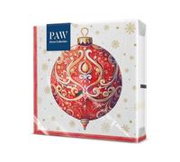 PAW - Tovaglioli di Carta Natale (33 x 33 cm) I 20 Pezzi I Tovaglioli di Carta Natalizi I 3 Veli I Inverno, Neve, Guaina Decorativa, Rossa I Red Bauble With Ornament