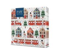 PAW - Tovaglioli di Carta Natale (33 x 33 cm) I 20 Pezzi I Tovaglioli di Carta Natalizi I 3 Veli I Inverno, Vacanze, Pupazzo di Neve, Sittà, Treno I Cozy Christamas Town