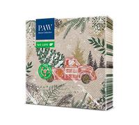 PAW - Tovaglioli di Carta Natale (33 x 33 cm) I 20 Pezzi I Tovaglioli Natale Carta I 3 Veli I Tovaglioli Carta - Natale, Inverno, Albero di Natale, Auto I Colore: Vintage Christmas Car