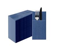PAW - Tovaglioli tascabili Airlaid (39 x 40 cm) I 50 pezzi I A tinta unita I Tipo di tessuto I Decorazione da tavola elegante I HoReCa I Per occasioni come matrimoni, feste I Color: Dark Blue