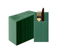 PAW - Tovaglioli tascabili Airlaid (39 x 40 cm) I 50 pezzi I A tinta unita I Tipo di tessuto I Decorazione da tavola elegante I HoReCa I Per occasioni come matrimoni, feste I Color: Dark Green