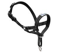 Pawaboo Cavezza da Testa per Cane, Cintura Regolabile Riflettente in Nylon con Museruola e Collare, Taglia S, Nero