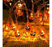 PAWARSO Ghirlanda luminosa decorativa per Halloween, 3 m, 20 LED, per interni ed esterni, impermeabile IP65, a forma di zucca arancione, con batteria
