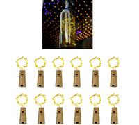 PAWARSO Luci per Bottiglia, 12 Pezzi Tappi LED a Batteria per Bottiglie, 2m 20 LED,Luci per Bottiglie di Vetro per Creare Atmosfera per Natalizie, Matrimonio, Festa (Bianco Caldo)