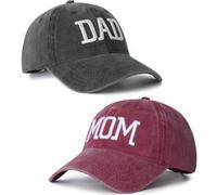 PawCraft Set di 2 cappelli per mamma e papà, cappellini da baseball ricamati regolabili, regalo per genitori, coppie, cappelli classici per mamma e papà, 6 5/8/7 5/8
