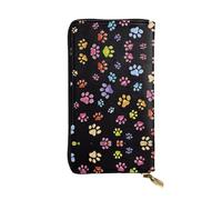 Pawful Paws - Portafoglio lungo in pelle stampata con stampa - Portafoglio personalizzato alla moda, scomparti multipli per carte e portamonete, nero, taglia unica, Nero, One Size