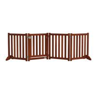 PawHut 23.5" Cancello pieghevole con porta 4 pann. autoportante Marrone