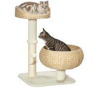 PawHut 72cm Tiragraffi con 2 letti, Tiragraffi per gattini Beige | Torre per gatti, Palla giocattolo