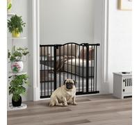 PawHut 78 cm Cancelletto per Cani da Interno, Cancello per Cani, Barriera Cancellino per Cani Estensibile 74-100 cm con Doppio Blocco e Chiusura Automatica per Scale e Porta, Nero Mantieni i tuoi amic