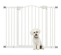 PawHut 78 cm Cancelletto per Cani da Interno, Cancello per Cani di Sicurezza, Barriera Cancellino per Cani Estensibile 74-100 cm con Doppio Blocco e Chiusura Automatica per Scale e Porta, Bianco