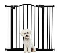 PawHut 78 cm Cancelletto per Cani da Interno, Cancello per Cani di Sicurezza, Barriera Cancellino per Cani Estensibile 74-87 cm con Doppio Blocco e Chiusura Automatica per Scale e Porta, Nero