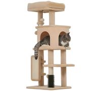 PawHut Albero per Gatti 104 cm con Casetta, Lettino, Tiragraffi, Spazzola