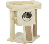 PawHut Albero per Gatti con Base per Graffi in Iuta, Piattaforma, Pallina, Casa per Gatti, Beige, 40 x 40 x 57 cm Aosom Italy