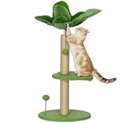 PawHut Albero per Gatti con Tiragraffi, Piattaforme e Palline Ø40x83 cm Verde