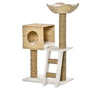 PawHut Albero per gatti Tiragraffi tiragraffi per gatti, altezza 100,5 cm, con cuscini e scala centro attività pali in tifa