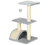 PawHut Albero Tiragraff per Gatti a 3 Livelli con Tappetino 40x35x72 cm