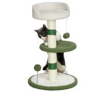 PawHut Albero Tiragraffi con Lettino per Gatti, 2 Palline e Palo in Sisal Verde