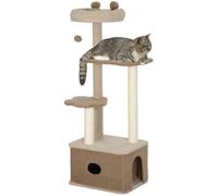 PawHut Albero Tiragraffi per Gatti con Lettino, Casetta e Piattaforme Marrone