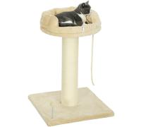 PawHut Albero Tiragraffi per Gatti con Lettino e Pallina 55x55x83cm, Beige
