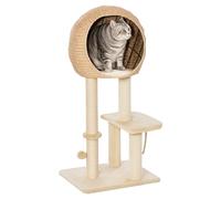PawHut Albero Tiragraffi per Gatti fino a 5kg con Cuccia e Rivestimento in Peluche 48x40x100cm Beige