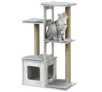 PawHutTiragraffi per Gatti Albero Tiragraffi Multi-livello con Cuccia e Corde in Iuta, 114 cm Grigio Aosom