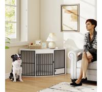 PawHut Angolo gabbia per cani Scatola per cani per la casa Cuccia per cani con serratura per interni con porta di alimentazione rotante Casa per cani