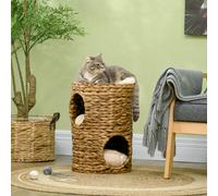 PawHut antigraffio Sole, canna per gatti alta 47 cm con 2 grotte, tiragraffi con cuscino, torre per gatti di giacinto d'acqua