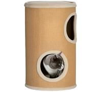 PawHut Barile da grattare per gatto torre da graffiare per gatto albero per gatto a 2 strati in sisal naturale per 1-2 gatti, dom. Ø 35 x 60H cm Marrone