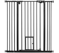 PawHut Barriera di sicurezza per cani con 1 cancelletto Barriera estensibile per animali domestici con chiusura automatica e doppio sistema di bloccaggio per porte, corridoi e scale 74-101x104,1 cm