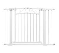 PawHut Barriera di sicurezza per cani con 2 estensioni 7/14 cm e doppio blocco per scale e porte, colore: bianco