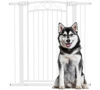 PawHut Barriera per cani con larghezza regolabile 76-104 cm Barriera di sicurezza per cani con 2 estensioni e doppia chiusura per scale e porte Bianco