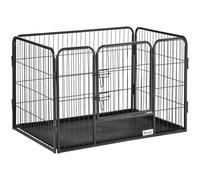 PawHut Box per Cani in Metallo con Porta e Vassoio sul Fondo 125x78x80cm Grigio