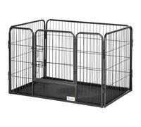 PawHut Box per Cani in Metallo con Porta e Vassoio sul Fondo