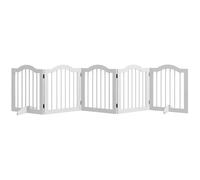 PawHut cancelletto barriera per cani 5 pezzi, 254,5 x 61 cm Cancelletto pieghevole per cani con porta, cancelletto di protezione della porta con 2 piedini di supporto, cancelletto autoportante per