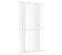 PawHut Cancelletto di Sicurezza per Cani Gatti Alto 180cm, Estensibile 77-104 cm, Cancellino per Cani, Spazio Extra Stretto 3.5cm, Montaggio a Pressione per Scale e Porte, Chiusura Manuale, Bianco