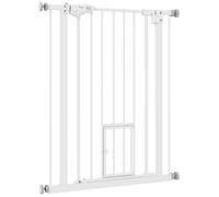 PawHut Cancelletto Cani Regolabile con Porta Piccola 74-80x91.4cm Bianco