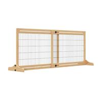 PawHut Cancelletto di Sicurezza per Cani in Legno, Cancellino per Cani Estensibile da Interno per Corridoio e Porte, 104-183x36x69cm, Colore Legno