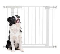 PawHut Cancelletto di Sicurezza per Cani con Fissaggio a Pressione, Cancellino per Cani Estensibile 76-97cm per Scale e Porte, Bianco
