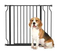 PawHut Cancelletto di Sicurezza per Cani Estensibile 75-95 cm per Scale e Porte, Cancellino per Cani Alto 76cm con Fissaggio a Pressione Senza Fori, Apertura Una Mano in Entrambe Direzioni, Nero