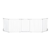 Pawhut Recinto cancelletto per cani 300x74,5 cm regolabile e pieghevole con blocco automatico Bianco