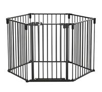 PawHut Cancelletto di Sicurezza Pieghevole 6 Sezioni, Cancellino Barriera per Cani in Acciaio, Sistema di Blocco e Chiusura Automatica, Nero
