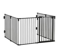 PawHut Cancelletto di sicurezza pieghevole per cani 6 sezioni acciaio, blocco/chiusura automatica Nero