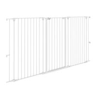 PawHut Cancelletto per Cani 120A cm a 3 Pannelli Pieghevoli con Doppio Sistema di Blocco, Cancelletto di Sicurezza in Acciaio e Plastica, 206x120 cm, Bianco