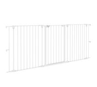 PawHut Cancelletto per Cani 90A cm a 3 Pannelli Pieghevoli con Doppio Sistema di Blocco, Cancelletto di Sicurezza in Acciaio e Plastica, 206x90cm, Bianco