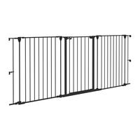 PawHut Cancelletto per Cani 90A cm a 3 Pannelli Pieghevoli con Doppio Sistema di Blocco, Cancelletto di Sicurezza in Acciaio e Plastica, 206x90cm, Nero