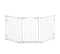 PawHut Cancelletto per Cani con Chiusura Automatica e Sistema di Blocco, in Metallo e Plastica, 180x74.5 cm, Bianco Aosom Italy