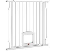 PawHut Cancelletto per Cani e Gatti Estensibile con Gattaiola in Acciaio Bianco