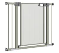 PawHut Cancelletto per Cani Regolabile 75-103 cm, Cancello di Sicurezza con Chiusura Automatica in Acciaio e ABS, Altezza 76 cm, Grigio